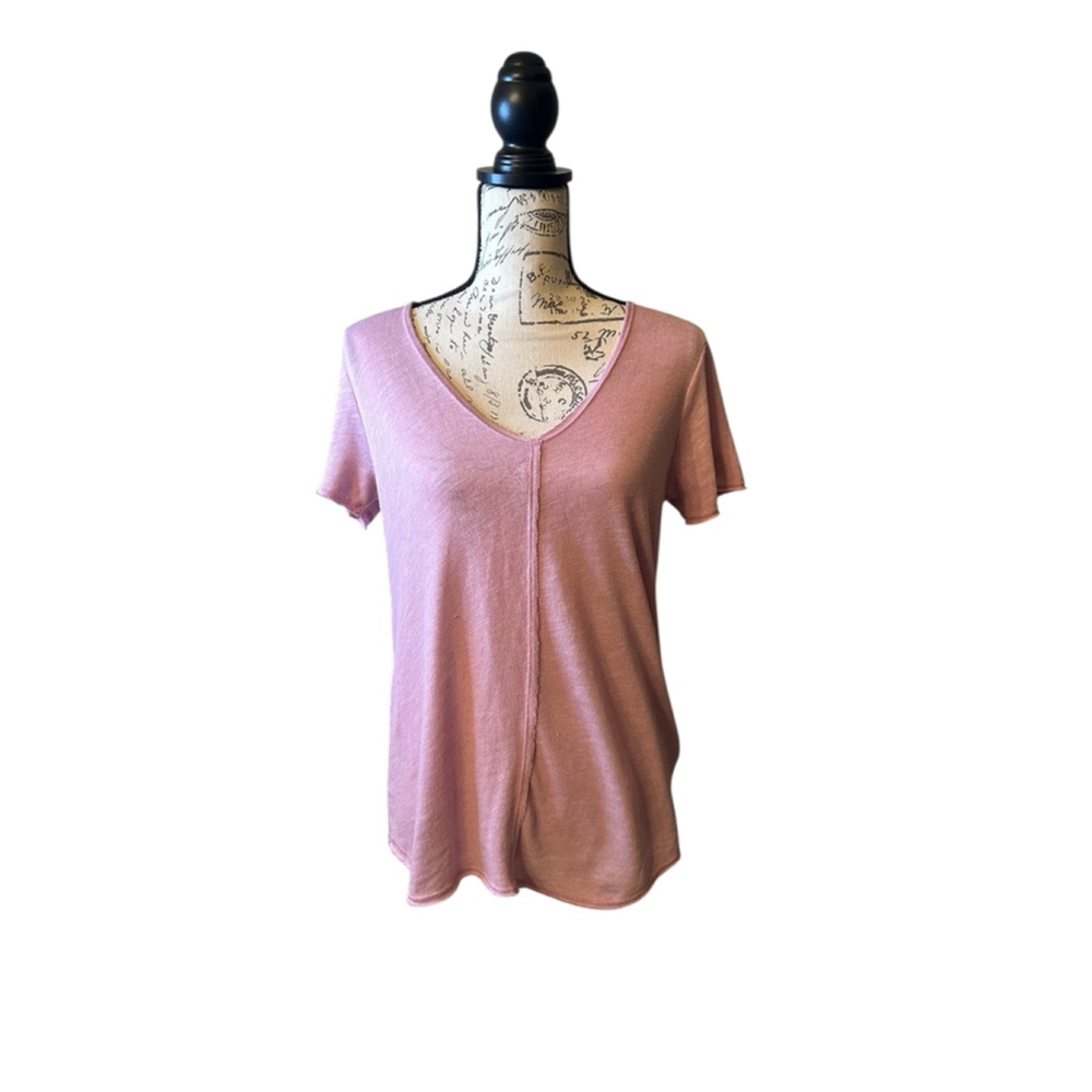 Project Social T Extra Small Pink Distressed V Neck T Shirt